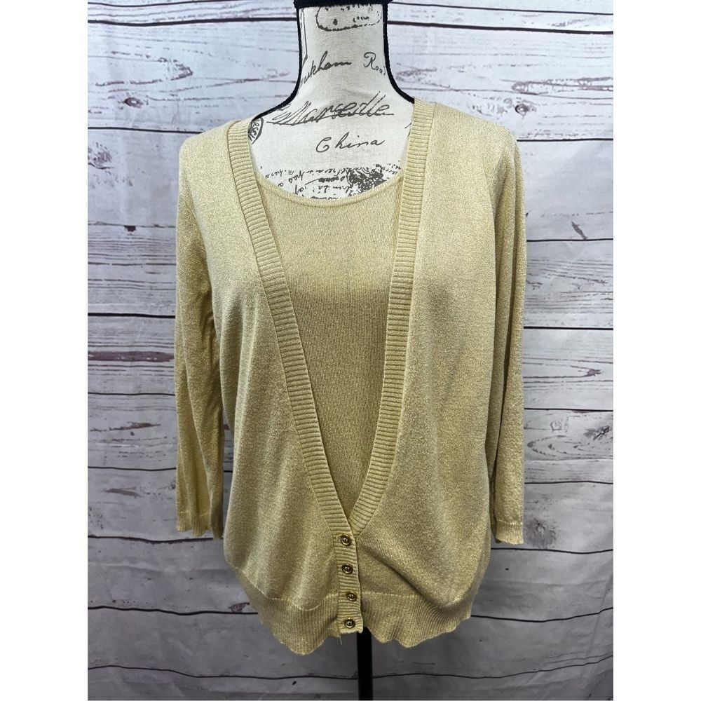 Cathy Daniels‎ size large sparkly tan one piece pullover sweater
